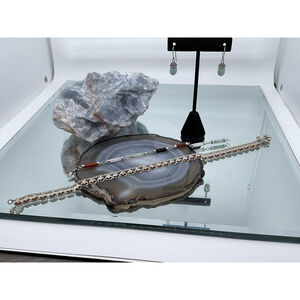 BC INCO Engraved Red 925 Sterling Silver Ankle Bracelet ,Jade Earrings & Brac